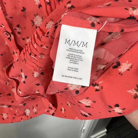 Cabi Coral Pintuck Sleeveless Sheer Floral Buttondown Blouse - Picture 5 of 6